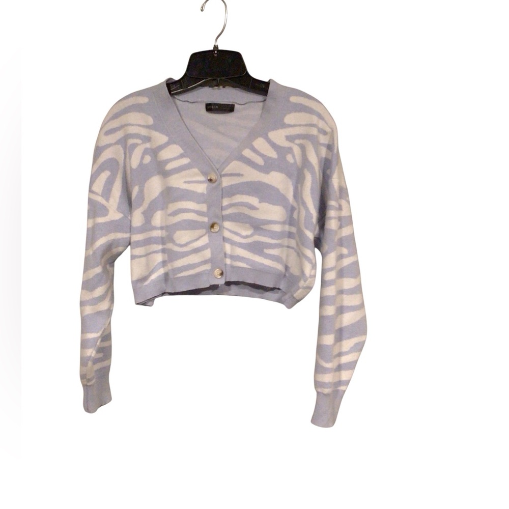 SHEIN cropped blue and white sweater size xs/s